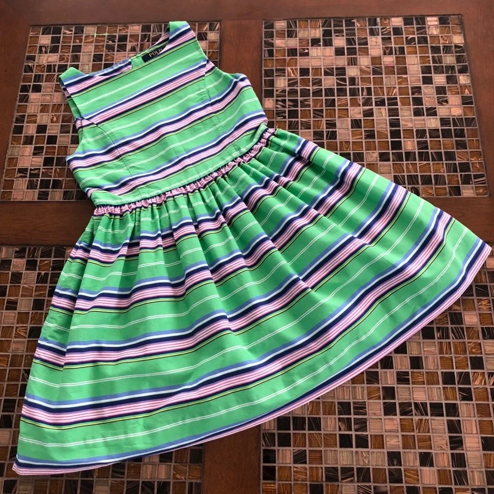 Ralph Lauren Striped Sleeves Girls Dress